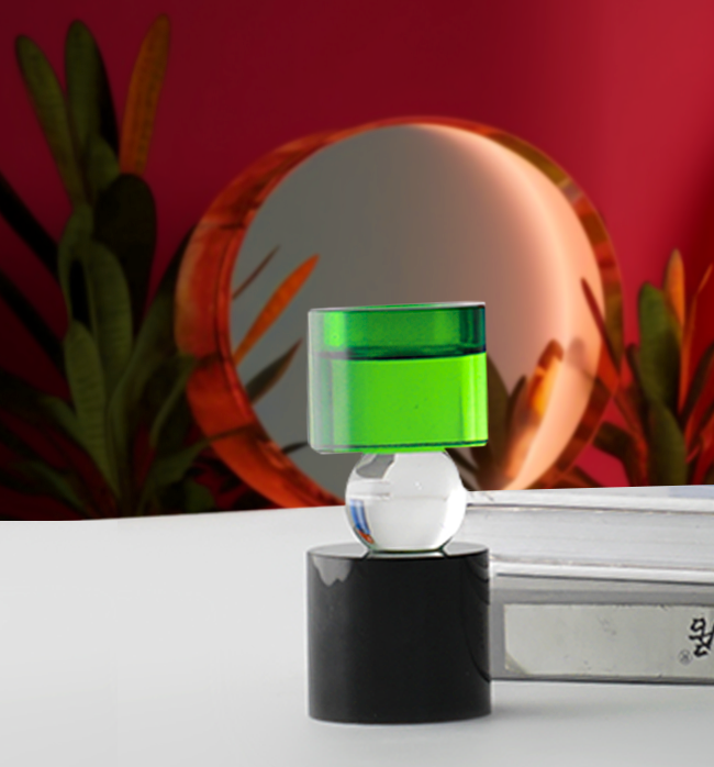 The McKenna Crystal Candle Holder - Small, Green